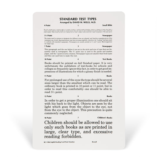 Standard Reading Card #7726