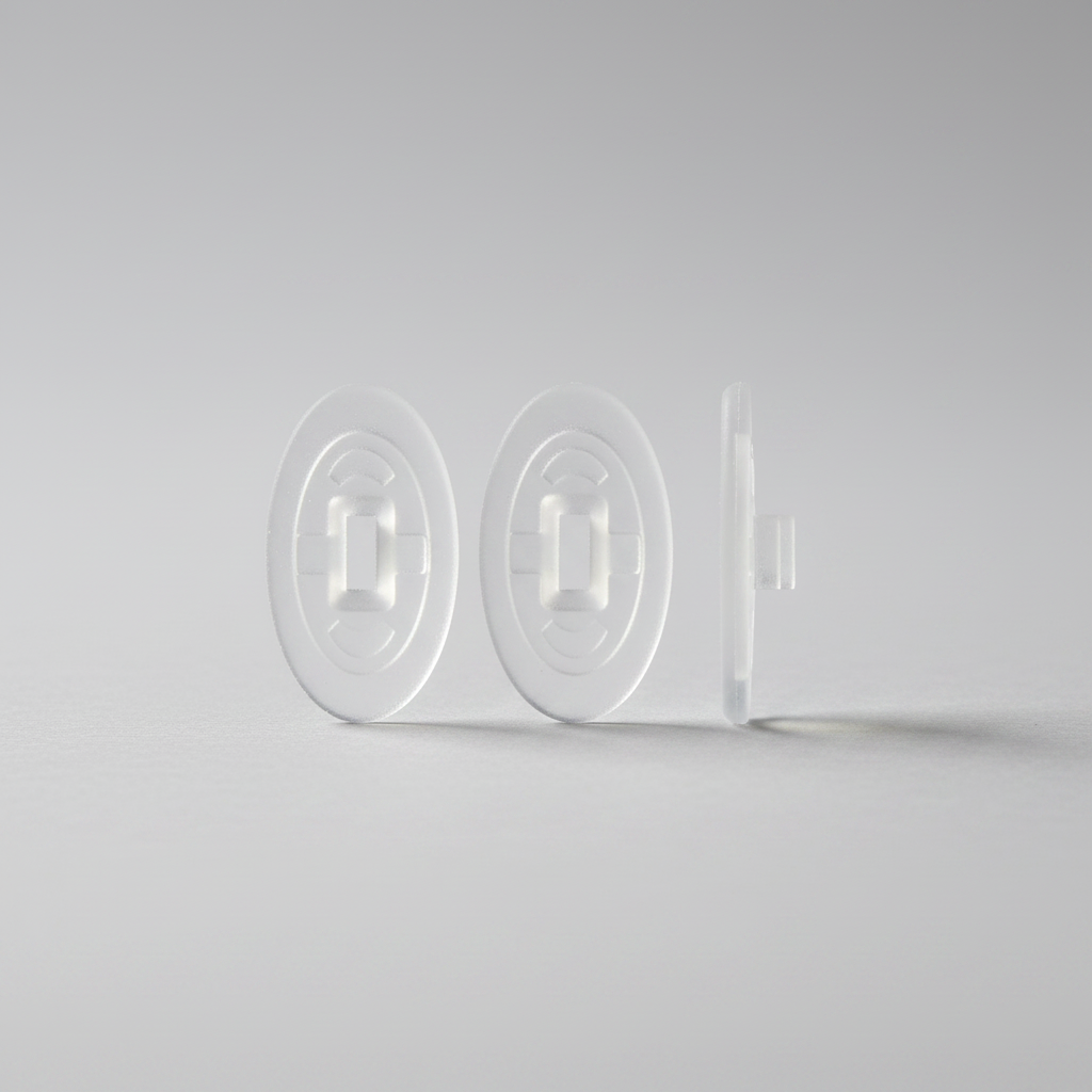 Line drawing of symmetrical silicone high quality nose pads for eyewear.