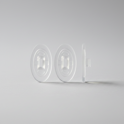 Line drawing of symmetrical silicone high quality nose pads for eyewear.