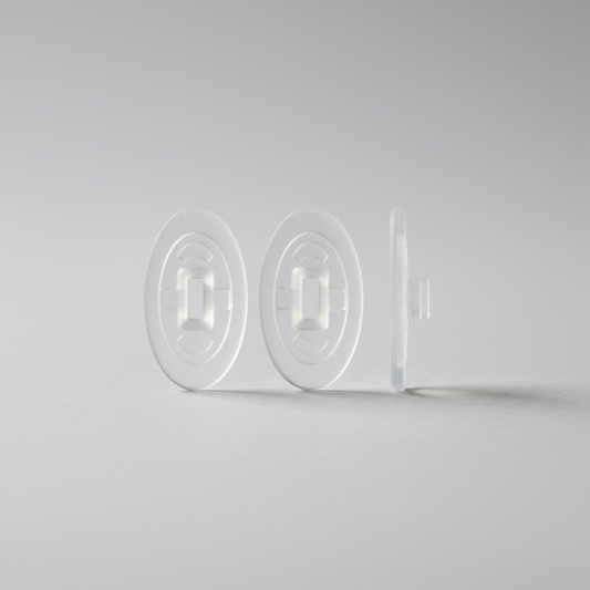 Line drawing of symmetrical silicone high quality nose pads for eyewear.